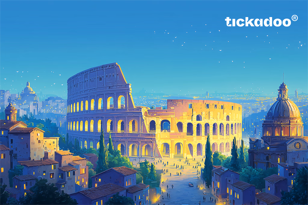 The Colosseum in Rome at dusk